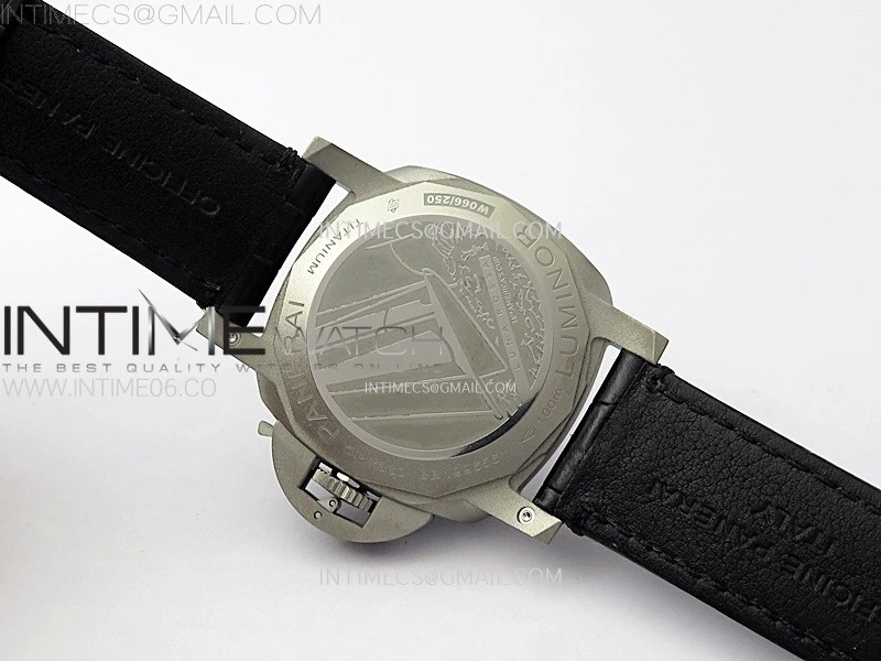 PAM1096 W Luminor GMT 42mm Titanium VSF 1:1 Best Edition Black Dial on Black Leather Strap P.9011 Super Clone